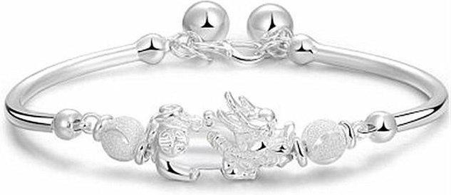 Armband Allbestart, Armreif, Drachen Form, Perle, Silber, Damen, 54-56mm - Bild 1