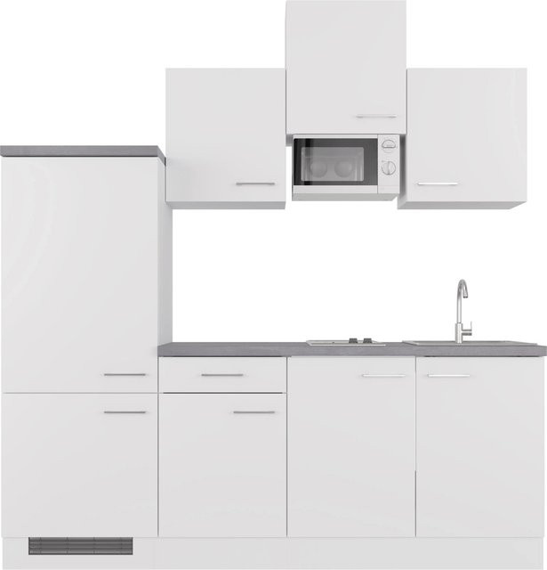 Flex-Well Exclusiv Küchenzeile Joelina in Weiß Matt und Grau, B/H/T: 210 x 226 x 60 cm - Bild 1