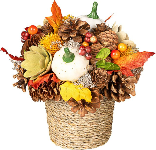 Herbst-Gesteck Natur von Viva Domo in Mehrfarbig mit Rattan und floralem Design für den Tisch - Bild 1