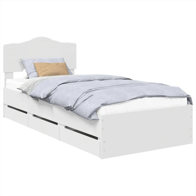 vidaXL Bettrahmen mit Schubladen in Weiß aus Holzwerkstoff mit modernem Design, B/T/H: 90 x 190 cm - Bild 1