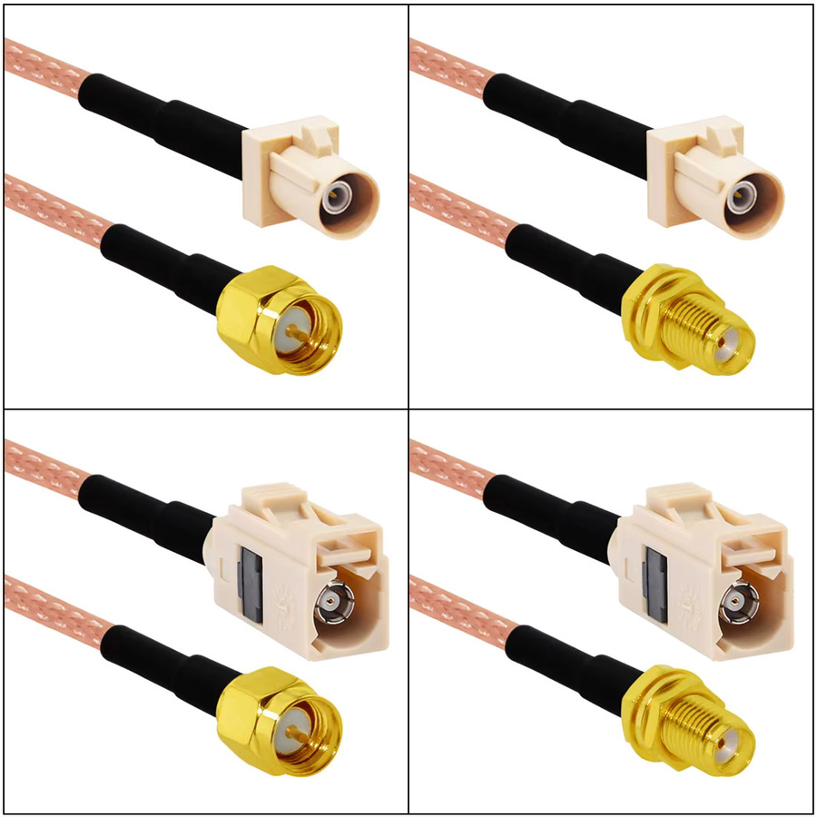 DexMRtiC Fakra I Typ M zu SMA Stecker Jack Pigtail Kabel Adapter RG316, Farbe: Beige - Bild 3