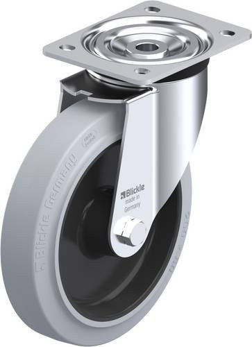 Blickle L-POEV 200XR-SG Lenkrolle aus verzinktem Stahl in Grau und Schwarz mit einem Rad-Durchmesser von 200 mm und einer Tragfähigkeit von 400 kg - Bild 1