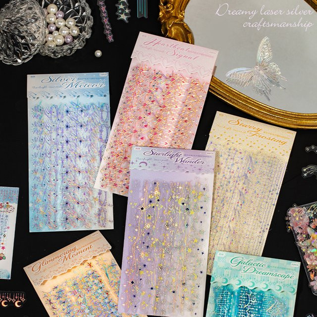 Mr.Paper Starlight-Serie Holografische Laser-Silber PET Streifenaufkleber für DIY Scrapbook und Tagebuch, 20 Stück pro Packung - Bild 1