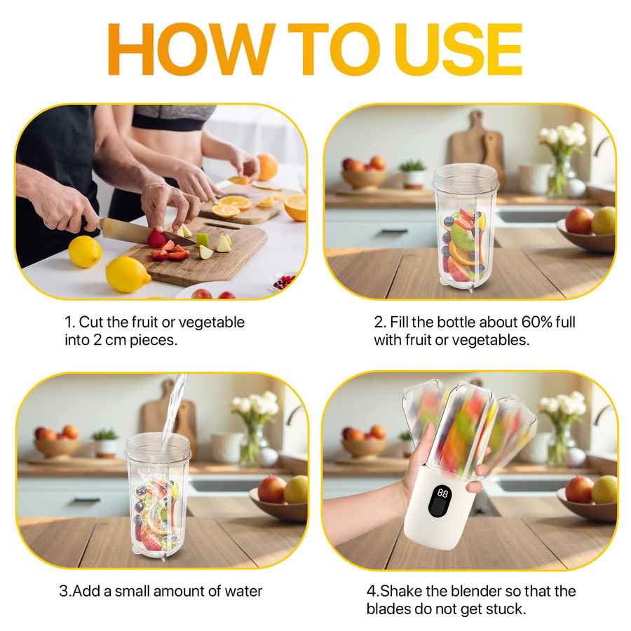Bytelike Tragbarer Intelligenter Mixer Kabelloser Mini Smoothie-Maker und Saftpresse in Weiß - Bild 3