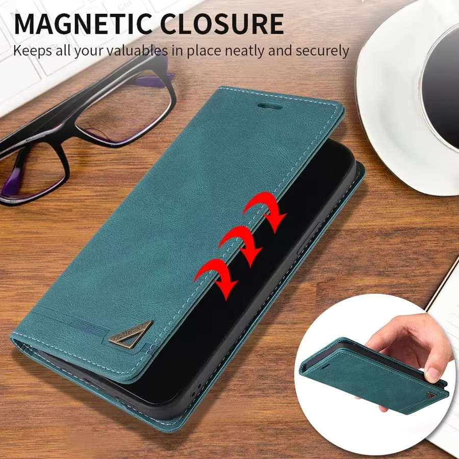 Magnetische Flip Leder-Brieftasche für Xiaomi Poco Redmi in Rot - Bild 4