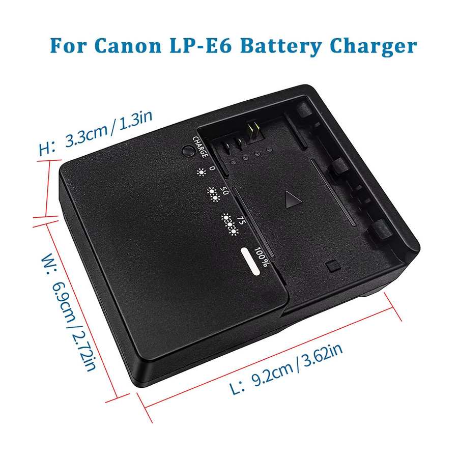LC-E6E Ladegerät für Canon LP-E6 und LP-E6N Akkus in Schwarz - Bild 2
