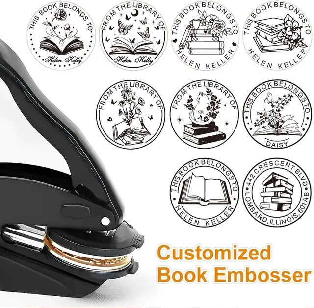 Personalisierter Prägestempel aus Metall in Schwarz für individuelle Buchprägung und Hochzeitseinladungen mit Logo-Anpassung - Bild 1