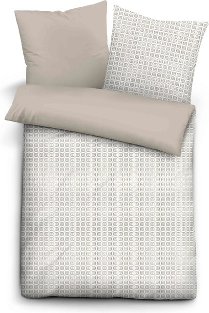 Bettwäsche AVIANO Renforce aus Baumwolle mit Kissenbezug und Bettbezug, Grau/Beige, B/H: 155 x 220 cm und 80 x 80 cm - Bild 1