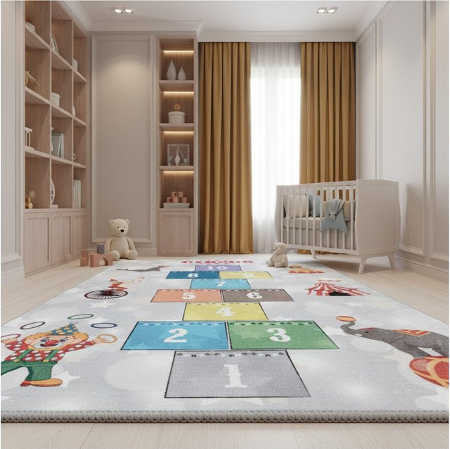 Spielteppich TRAUN von Kadima Design, Hüpfspiel für Kinder in Grau und Multicolour, rutschfest, B/T: 100 x 150 cm - Bild 1