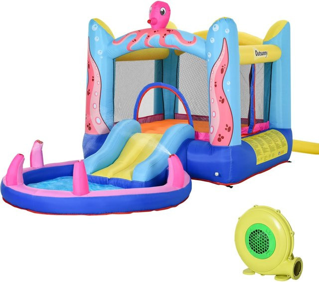 Outsunny Hüpfburg bunt mit kleinem Pool ab 3-8 Jahren - Bild 1