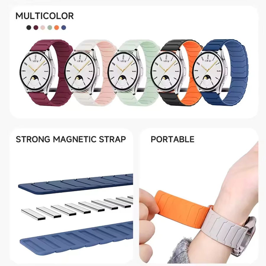 Amazfit Uhrenarmband Silikon, Magnetische Schleife, Schwarz, 22 mm - Bild 4