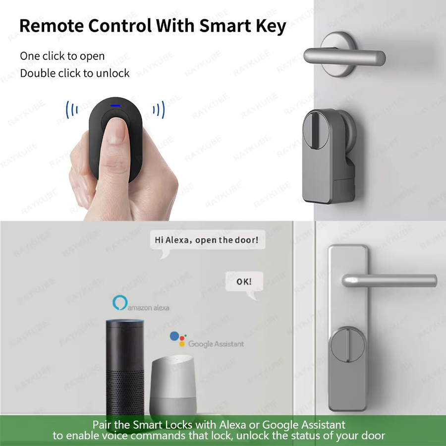 RAYKUBE A1 Pro Tuya BEL Intelligentes elektronisches Türschloss-Set in Schwarz mit kabelloser Tastatur und Smart Key für Smart Life und Tuya App-Fernentriegelung - Bild 2