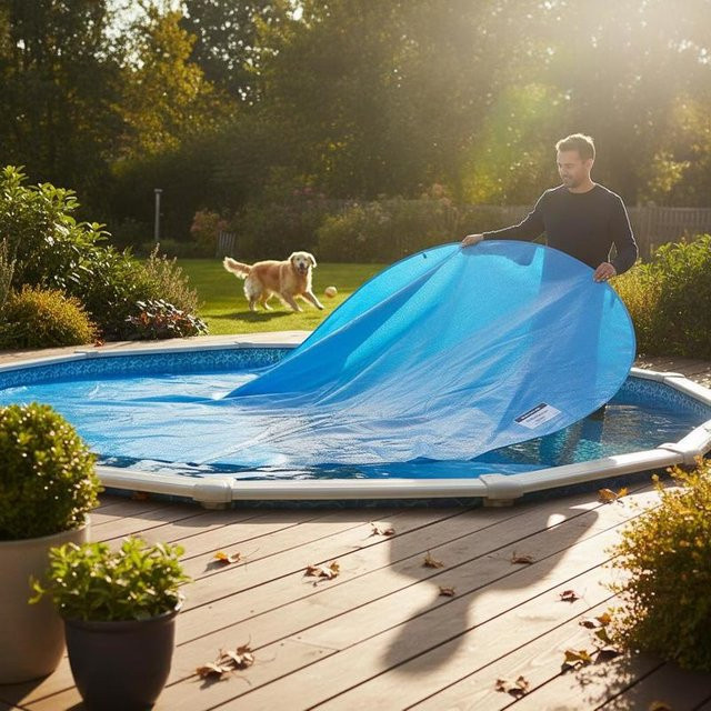 Schwimmende runde Solarabdeckung für PE-Pools aus Kunststoff, Blau, Durchmesser: 300 cm - Bild 1