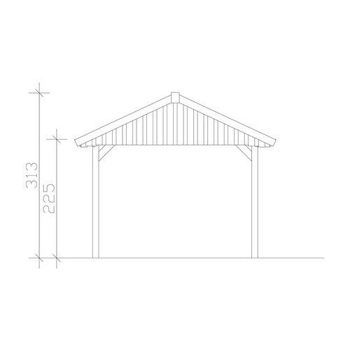 Satteldach-Carport Wallgau von SKANHOLZ in Nussbaum mit schwarzen Schindeln, B/T: 380 x 500 cm, Höhe: 313 cm - Bild 3
