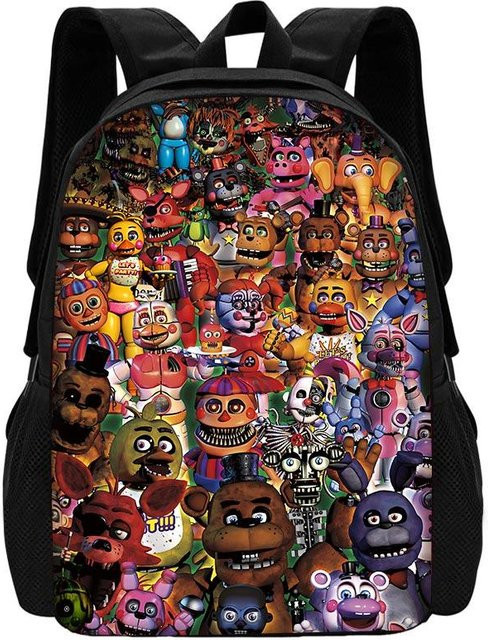 Potdemiel Kinder Schulrucksack Set mit Brotdose und Federmäppchen im Cartoon Mitternachts-Teddybär Design, Mehrfarbig - Bild 1
