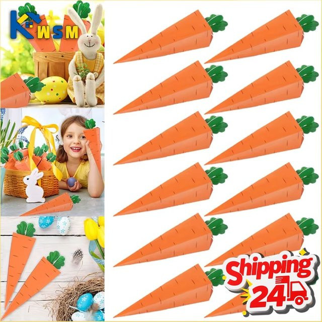Osterhasen-Karotten-Geschenkbox-Set aus Papier in Orange für Ostern und Frühlingsdekoration - Bild 1