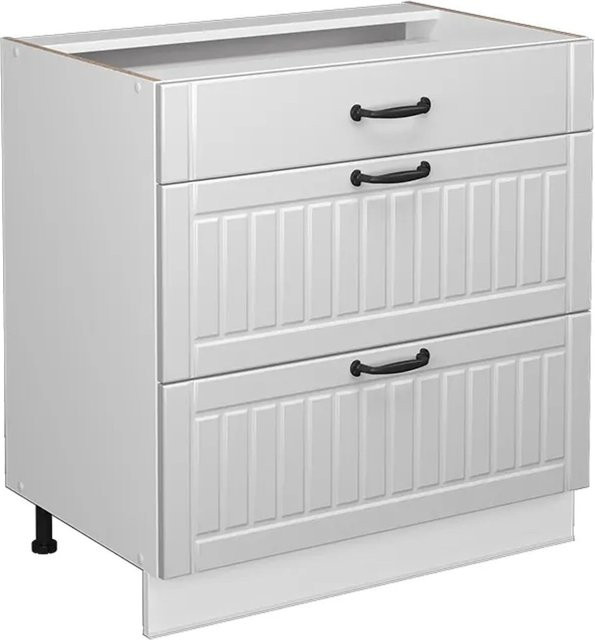 Vicco Badschrank Fame-Line in Weiß im Landhausstil mit 3 Schubladen und Soft-Close-Türen, B/H: 80 x 82 cm - Bild 1