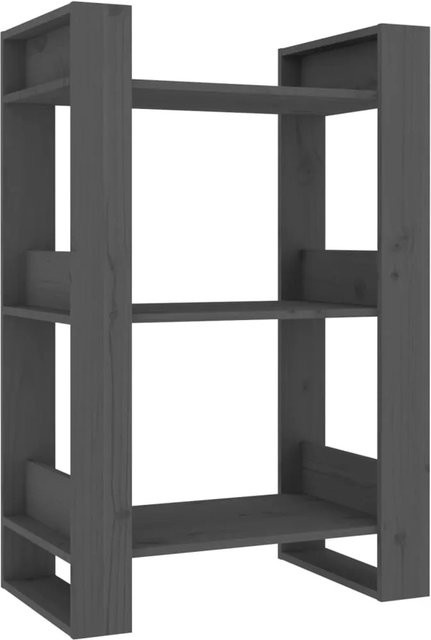 vidaXL Bücherregal und Raumteiler aus Massivholz Kiefer in Grau, B/T/H: 60 x 35 x 91 cm - Bild 1