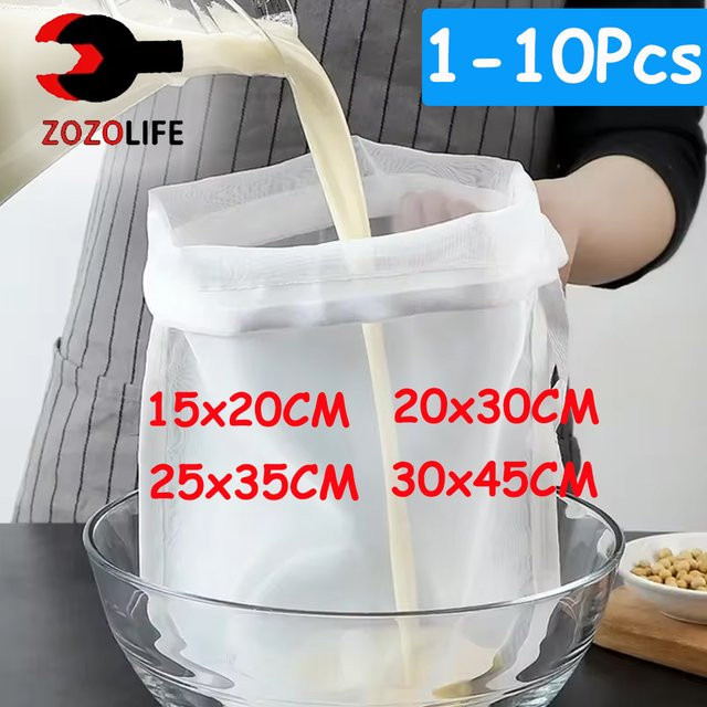 ZOMASOU Wiederverwendbarer Nylon-Lebensmittelfilter mit 100 Mesh, Rechteckiges Feinmaschiges Sieb in Weiß für Nussmilch, Käse und Joghurt - Bild 1