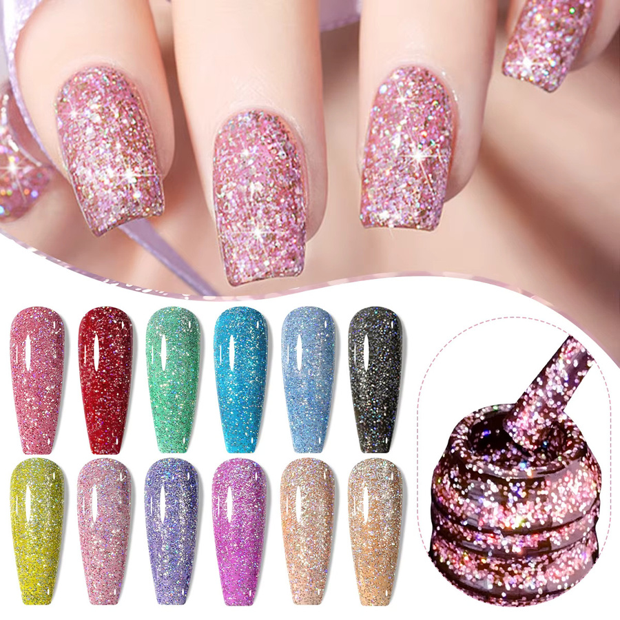 Groillim Glitzer-Gel-Nagellack, Lila, 7 ml - Bild 5