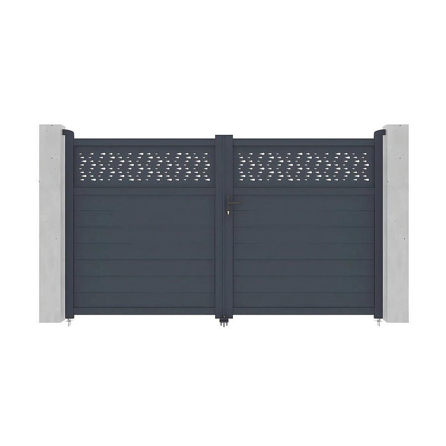 Vente-unique Flügeltor Bazio aus Aluminium in Anthrazitgrau, Breite: 300 cm - Bild 2