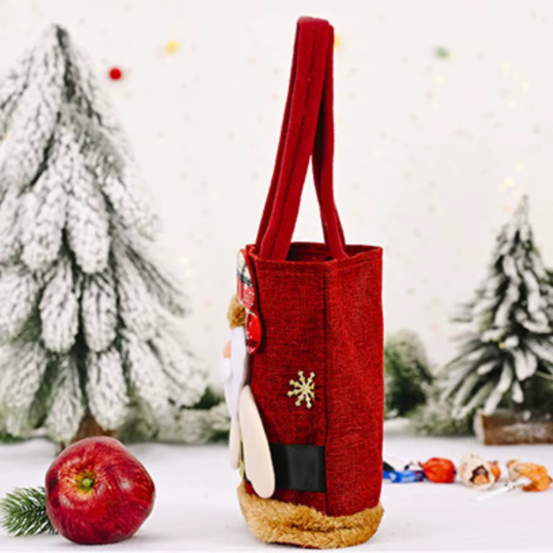 Weihnachten Geschenkbeutel für Kinder mit Schneemann und Bär Motiv in Rot - Bild 2