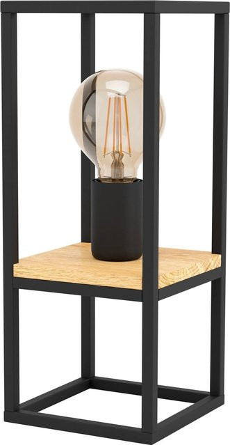 Eglo Tischleuchte Libertad 1-flammig in Schwarz-Braun aus Metall und Gummibaumholz, Höhe: 35 cm, Breite: 14 cm, Tiefe: 14 cm - Bild 1