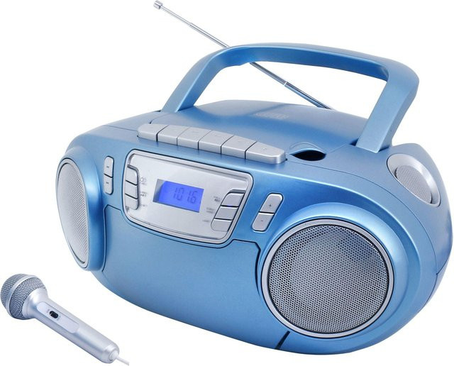 Soundmaster SCD5800BL CD/MP3 Boombox in Blau mit Radio, Kassettenrekorder, USB und externem Mikrophon - Bild 1