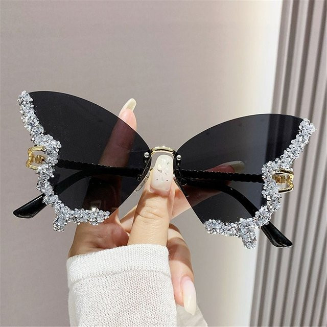 Sonnenbrille Schmetterling, randlos, Metall, Lila, Damen - Bild 1