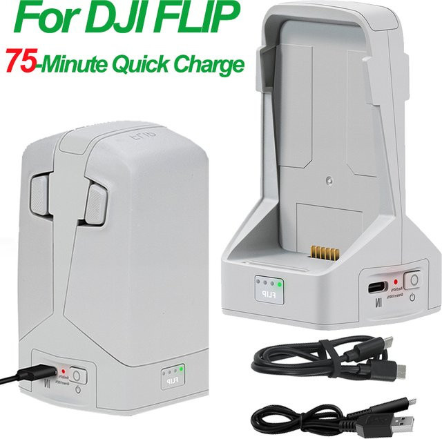 DJI Flip Ladegerät mit Zwei-Wege Lade Hub und vertikaler Power Bank Ladestation Kit in Grau oder Weiß - Bild 1