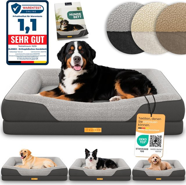ELONEO Orthopädisches Hundebett mit Orthopedic Foam in Grau, Größe XL - Bild 1