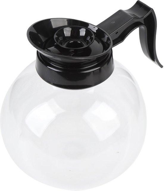 mfySpace Kaffeekanne aus hitzebeständigem Hochborosilikat-Glas, 1,8 l, Schwarz/Transparent - Bild 1
