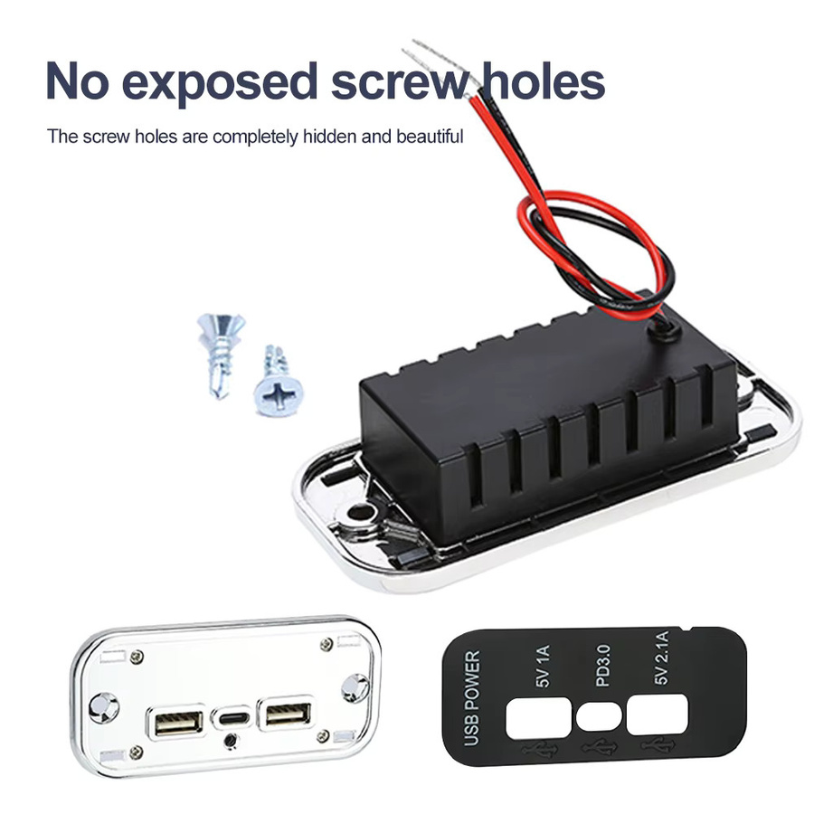KEBETEME Auto Ladegerät mit 3 Ports und 12/24V Steckdose, 35,5 W Schnellladung mit PD QC 3.0 Typ-C und USB-Anschlüssen, Schwarz - Bild 3