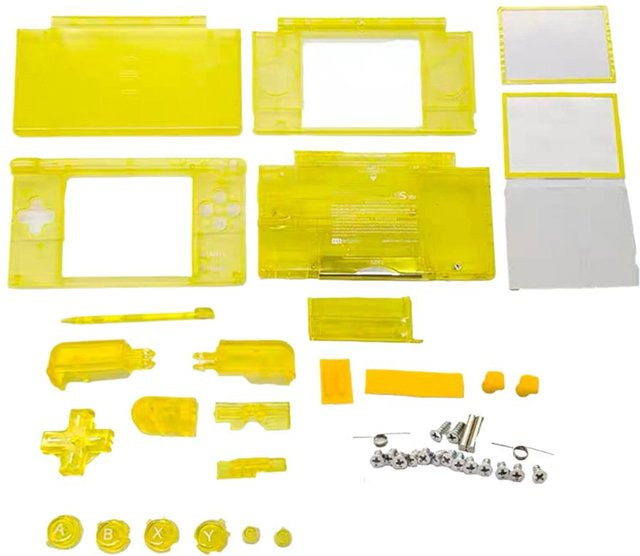 Nintendo DS Lite NDSL Ersatzgehäuse-Kit mit Tasten und Schrauben in Gelb Transparent - Bild 1