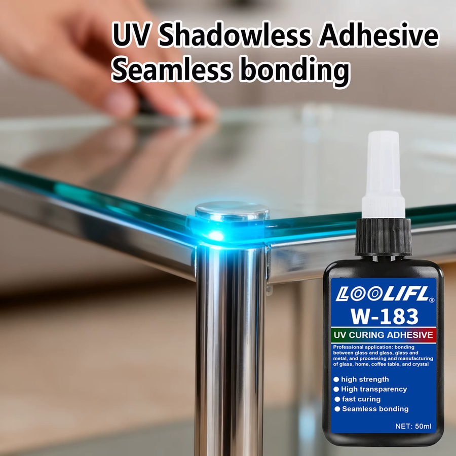 LOOLIFL W-183 UV-Kleber transparent, 50ml UV-härtender Klebstoff für Kristallglas, Metall und ABS - Bild 3