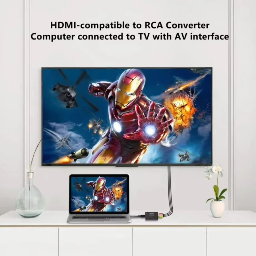 kebidumei HDMI zu AV RCA Konverter in Schwarz mit USB-Kabel, Full HD 1080P Unterstützung für NTSC und PAL, kompatibel mit PC, HDTV und Projektor - Bild 3