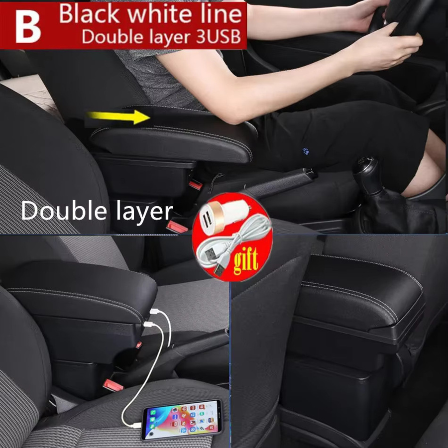HuangZM Auto-Armlehnenbox für Acura RSX DC5 Zentrale Aufbewahrungsbox in Schwarz - Bild 2