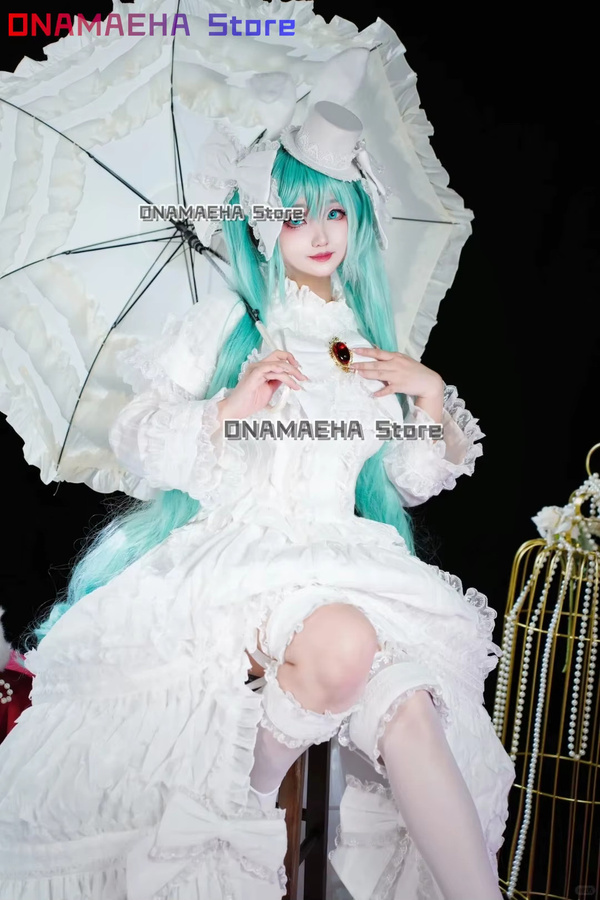 ONAMAEHA Mikuuuu Cosplay Weißes Kaninchen Kleid, Prinzessin, Set - Bild 3