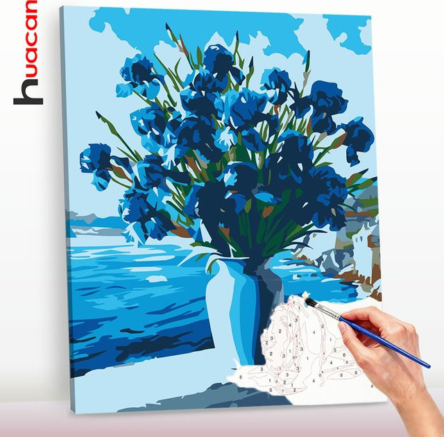 Huacan Malen nach Zahlen, Vase, DIY-Ölgemälde, Blumen auf Leinwand - Bild 1