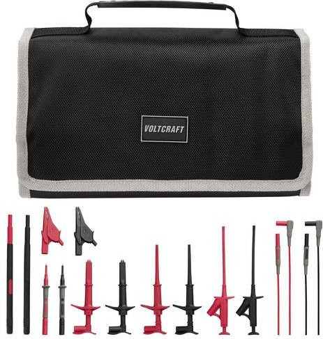 VOLTCRAFT MLSet-100 Messleitungs-Set mit 4mm Steckanschluss, Krokoklemmen, Prüfspitze und Buchse, Länge: 1,2 m, Rot und Schwarz - Bild 1