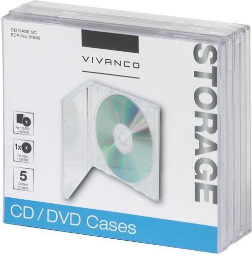 Vivanco CD/DVD Jewel Case 5er Pack transparent - Bild 1