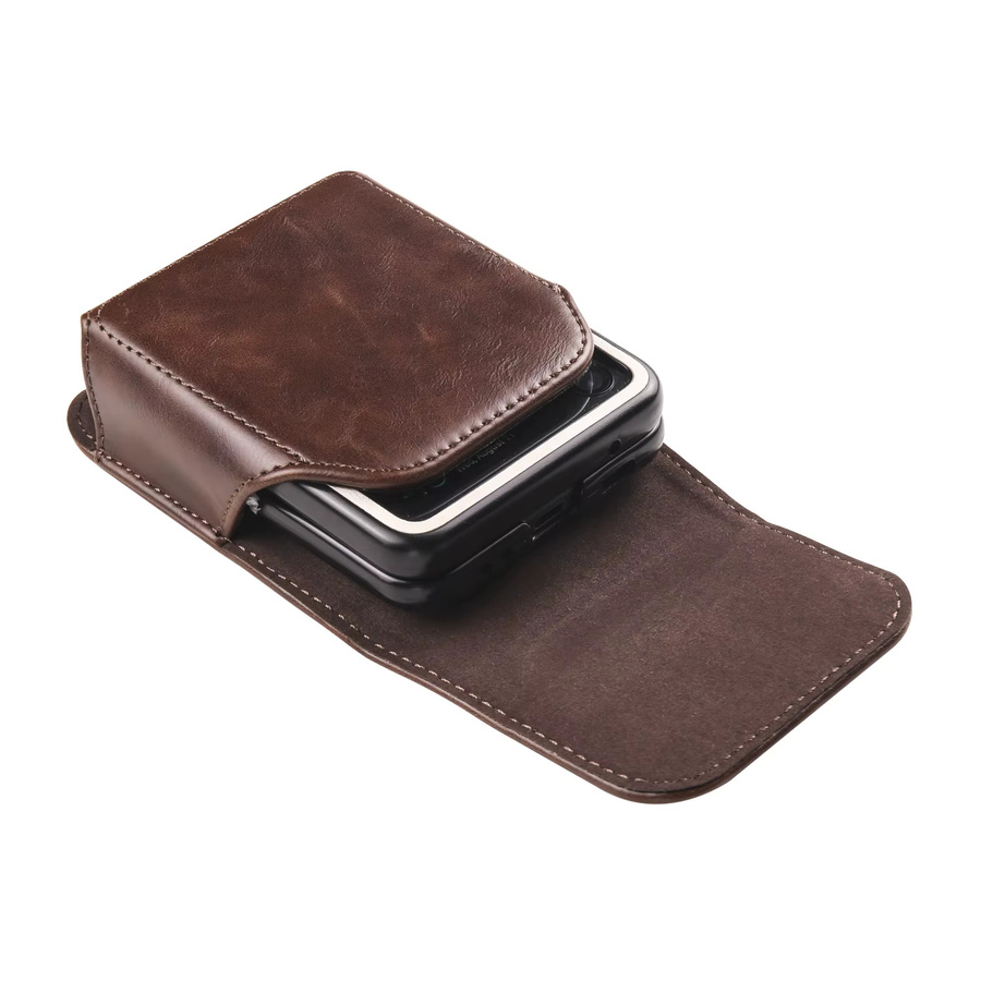 Leder Gürtelclip Holster Tasche für Samsung Galaxy Z Flip 7 6 5 4 3 5G und Motorola Razr 60 50 40 sowie Oppo in Schwarz oder Braun - Bild 2