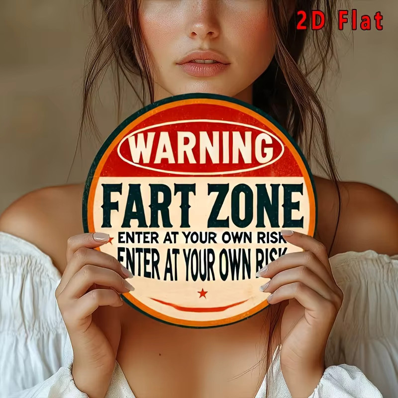 Rundes Metall-Warnschild Potdemiel Fart Zone im Vintage-Stil mit Typografie in Rot - Bild 6
