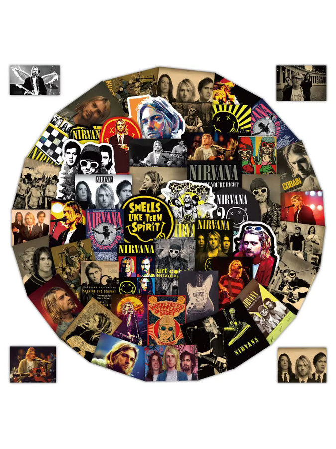 52 Stück Nirvana Band Aufkleber Set in Multicolour für Laptop, Handyhülle und Gitarre - Bild 6