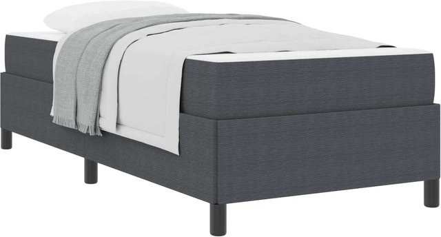 vidaXL Bettrahmen mit Matratze in Anthrazit Dunkelgrau aus Stoff, B/T/H: 90 x 190 x 55 cm - Bild 1