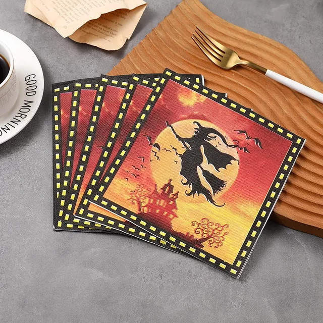 GUANYAO Halloween Hexe Decoupage Papier Set, 20 Stück bunte Servietten für DIY Dekoration, Breite: 33 cm - Bild 1
