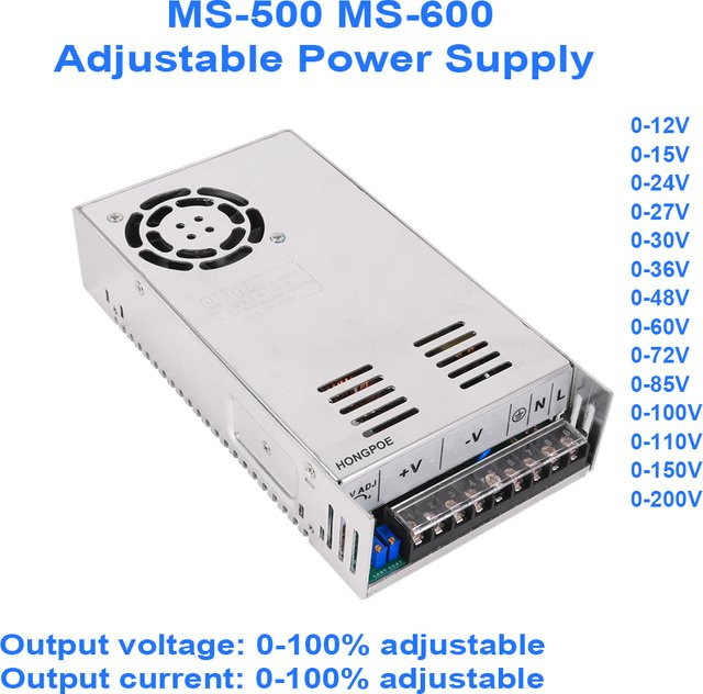 HONGPOE Einstellbares Industrielles Netzteil DC SMPS 500W 600W in Silber - Bild 1