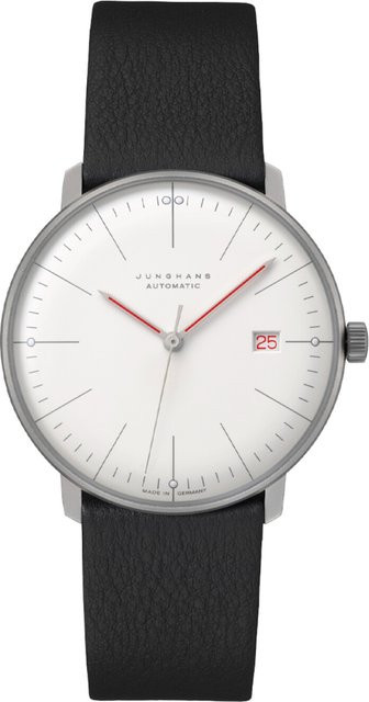 Junghans Herrenuhr Automatik, Edelstahl, 38 mm, Leder, Weiß - Bild 1