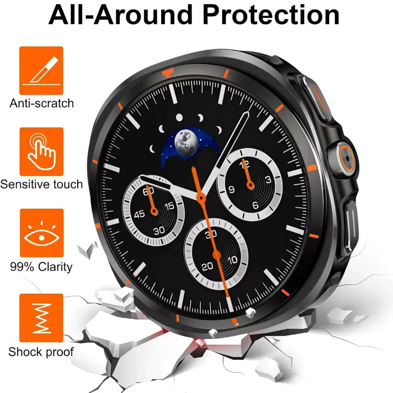 CAOWTAN Uhrenzubehör Metallgehäuse für Samsung Galaxy Watch 8, 44 mm/40 mm, Edelstahl, Silber - Bild 3