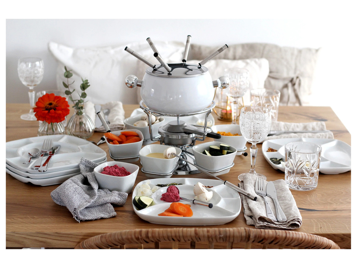 Mäser Fondue-Set aus Edelstahl in Weiß, 28-teilig - Bild 2